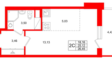 Студия, 25&nbsp;м²