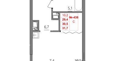 Студия, 30 м²