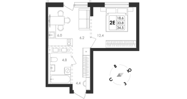 2-к. квартира, 39&nbsp;м²