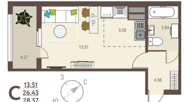 Студия, 28&nbsp;м²