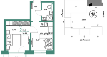 2-к. квартира, 33 м²