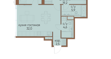 2-к. квартира, 75&nbsp;м²