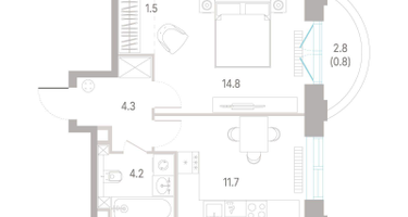 1-к. квартира, 37&nbsp;м²