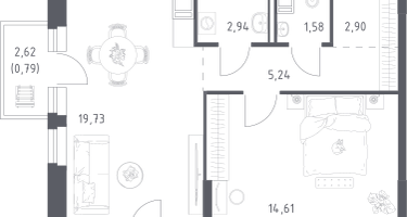 1-к. квартира, 48&nbsp;м²