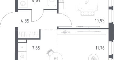 Студия, 38&nbsp;м²