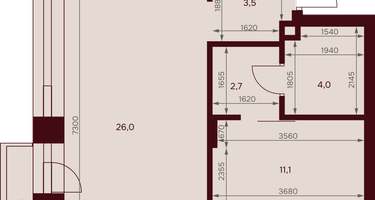 1-к. квартира, 50&nbsp;м²