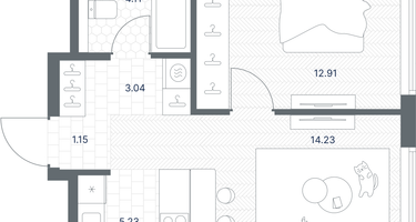 1-к. квартира, 40&nbsp;м²
