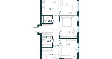 4-к. квартира, 86&nbsp;м²