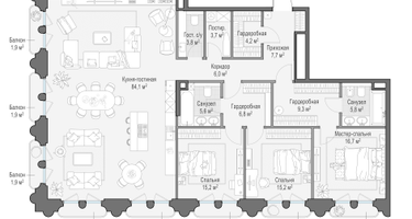 5-к. квартира, 186&nbsp;м²