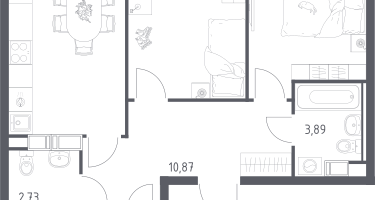 2-к. квартира, 56&nbsp;м²