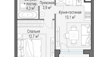 1-к. квартира, 35&nbsp;м²