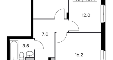 2-к. квартира, 48&nbsp;м²