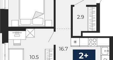 2-к. квартира, 55&nbsp;м²