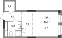Студия, 26 м²