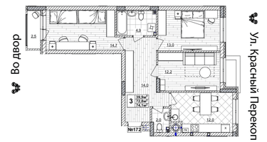 3-к. квартира, 74&nbsp;м²