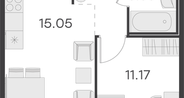 1-к. квартира, 35 м²