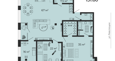 4-к. квартира, 152&nbsp;м²