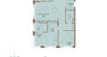 3-к. квартира, 100&nbsp;м²