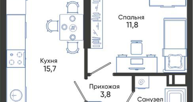 1-к. квартира, 36 м²