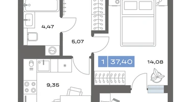 1-к. квартира, 37&nbsp;м²