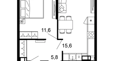 1-к. квартира, 38&nbsp;м²