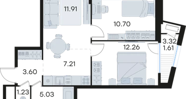 2-к. квартира, 53&nbsp;м²