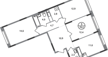 3-к. квартира, 76&nbsp;м²