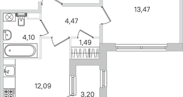 1-к. квартира, 37&nbsp;м²