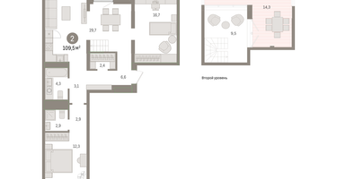 2-к. квартира, 109&nbsp;м²