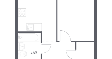 1-к. квартира, 34&nbsp;м²