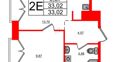 1-к. квартира, 33&nbsp;м²