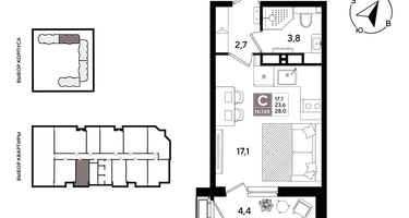 Студия, 27&nbsp;м²