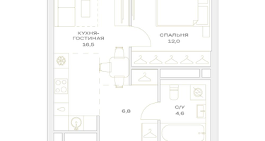 2-к. квартира, 40 м²