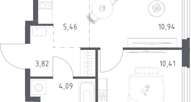 Студия, 34&nbsp;м²
