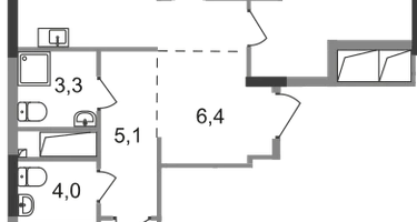 3-к. квартира, 86 м²
