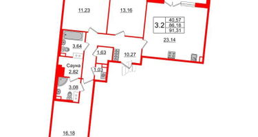 3-к. квартира, 84 м²
