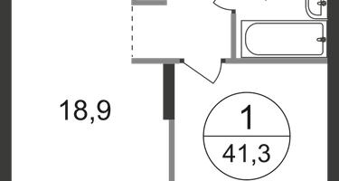 1-к. квартира, 41&nbsp;м²
