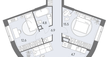 3-к. квартира, 64&nbsp;м²