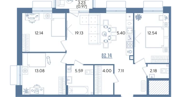 3-к. квартира, 82&nbsp;м²