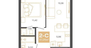 2-к. квартира, 47&nbsp;м²