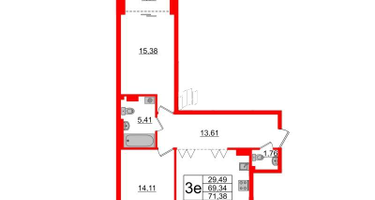 2-к. квартира, 69&nbsp;м²