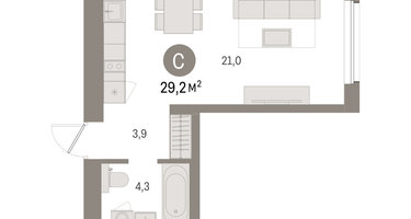 Студия, 29&nbsp;м²