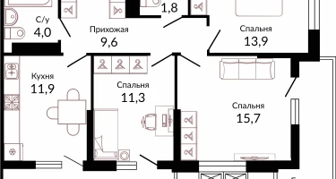 3-к. квартира, 75&nbsp;м²