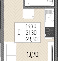 Студия, 23&nbsp;м²