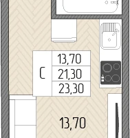 Студия, 23&nbsp;м²