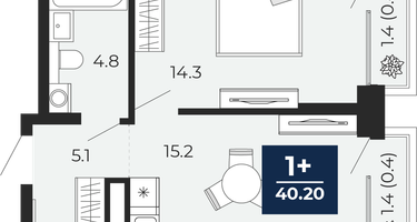 1-к. квартира, 39&nbsp;м²