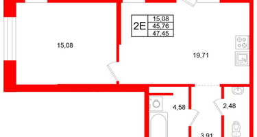 1-к. квартира, 47 м²