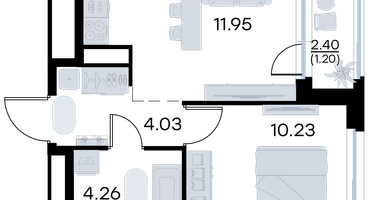 1-к. квартира, 31&nbsp;м²