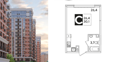 Студия, 30&nbsp;м²