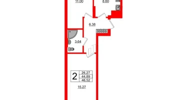 2-к. квартира, 46&nbsp;м²